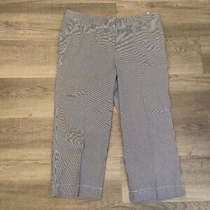 Talbots Chelsea Pants Womens Size 14 Blue Striped Cropped Pockets 36x24 Mid Rise